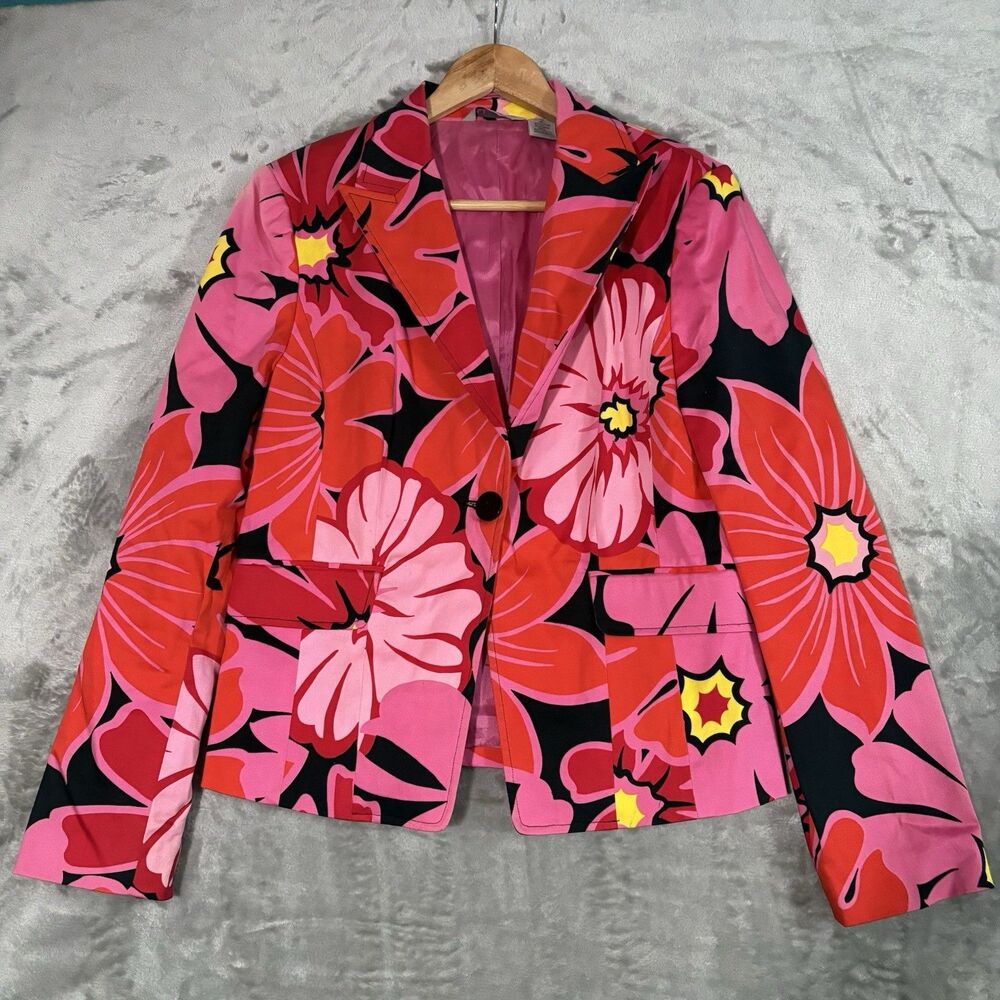 Madison Studio Blazer 10 Pink Red Jacket Retro Pop Art Maximalist 90s Preppy